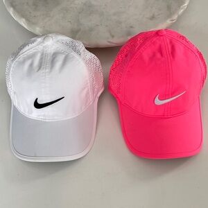 😍set of 2- Nike Hot Pink and White Dri Fit Hats🧢